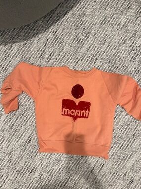 Isabel Marant Coral Peach Crewneck Sweatshirt with Red Logo